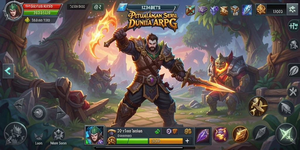 Tampilan utama gameplay ARPG di 1234BETS yang menegangkan.