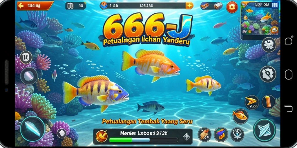 Tampilan gameplay 666J menampilkan aksi seru menembak ikan.