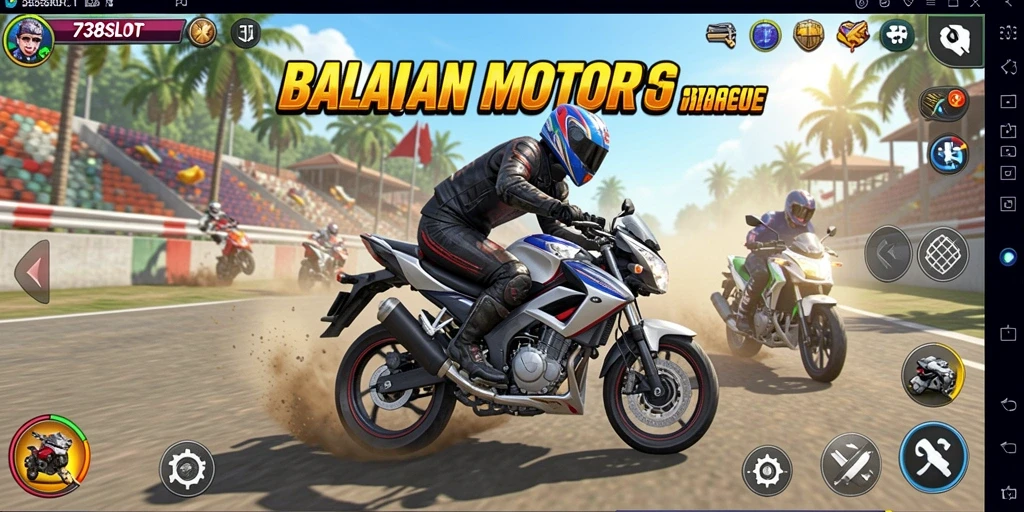 Gameplay seru di trek balapan motor yang memacu adrenalin.