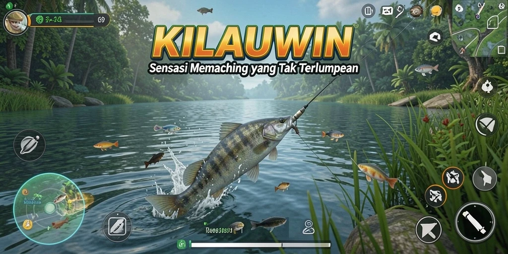 Screenshot gameplay KILAUWIN menampilkan aksi memancing yang seru dan menantang.