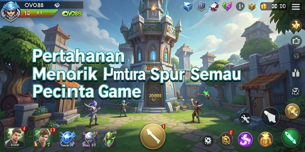 Screenshot gameplay OVO88 menampilkan aksi menara pertahanan yang seru.
