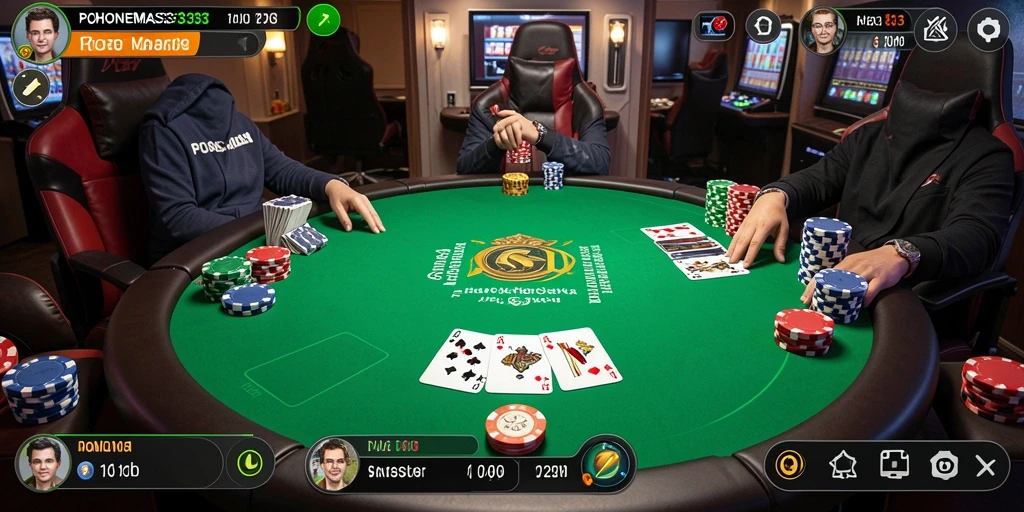 Screenshot gameplay seru dalam POHONEMAS33 yang menampilkan aksi Poker.