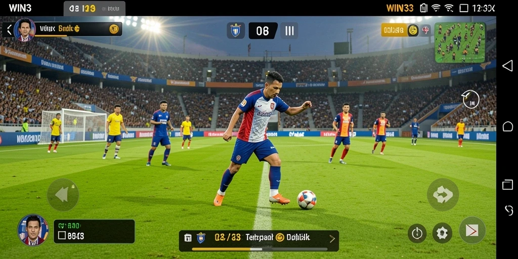Tampilan gameplay <strong>WIN33</strong> yang menegangkan saat bertanding di lapangan.
