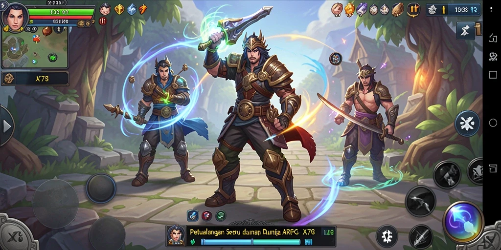 Screenshot utama X78 menampilkan aksi pertempuran seru ARPG.